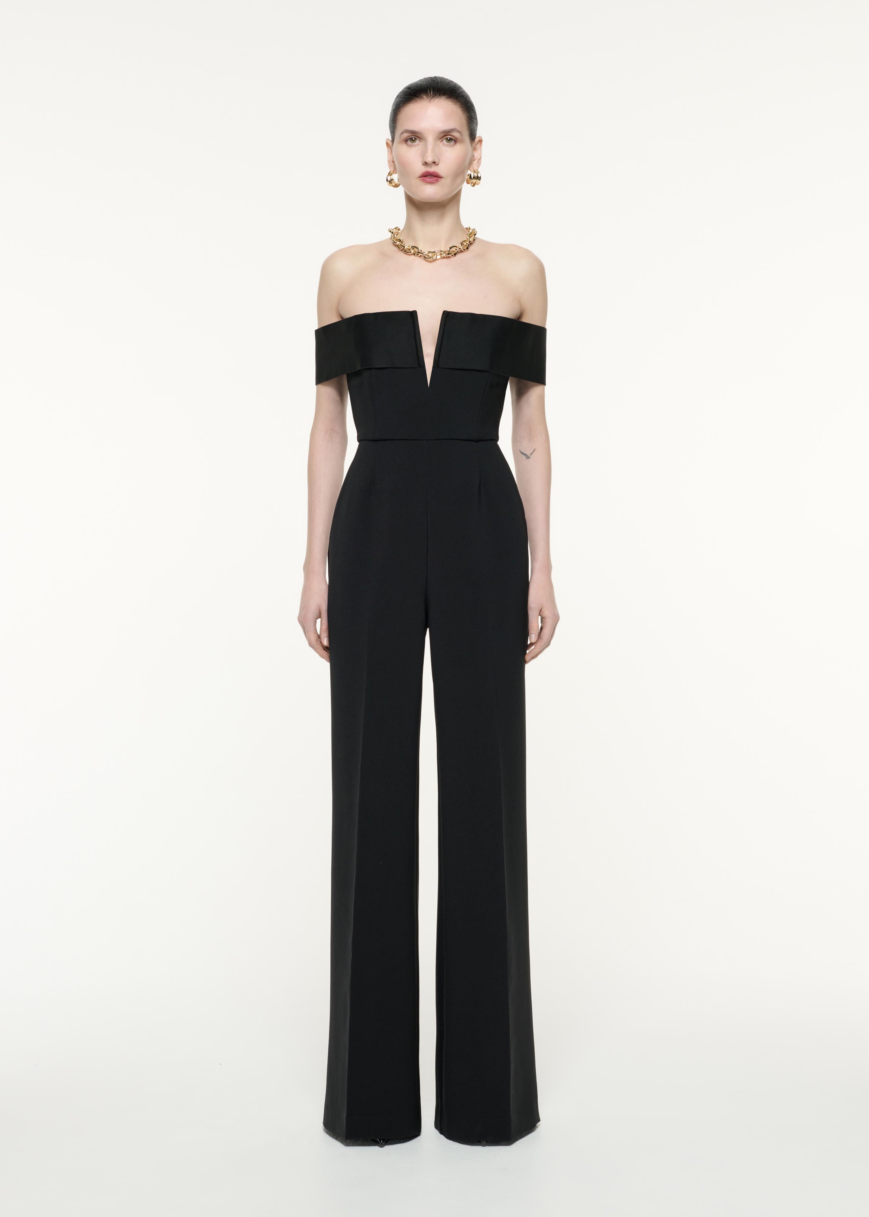 NWT RNWY Runway Josin Jumpsuit Black Womens Size Large L Wide selling Leg Off Shoulder