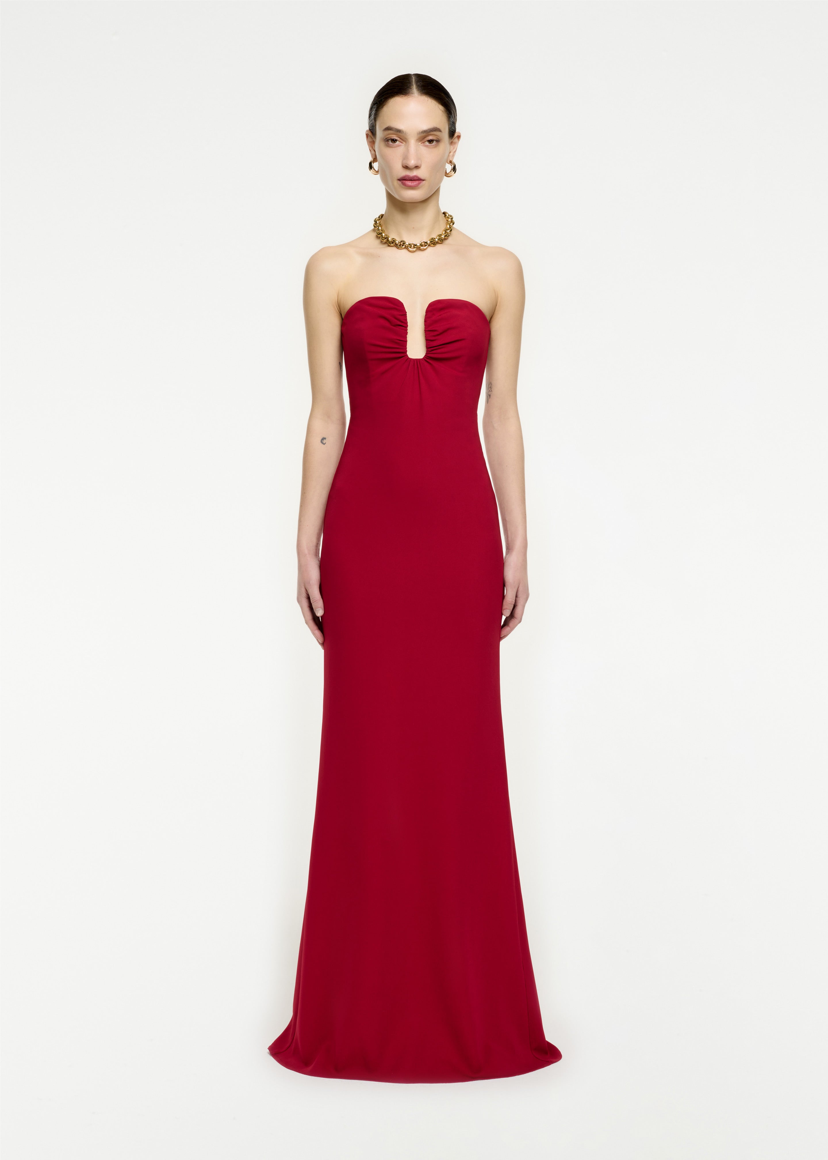 Dark red hot sale strapless dress