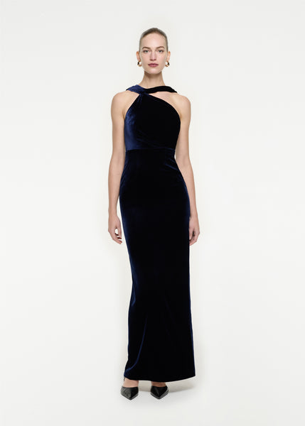 Asymmetrical velvet gown in black - Roland Mouret