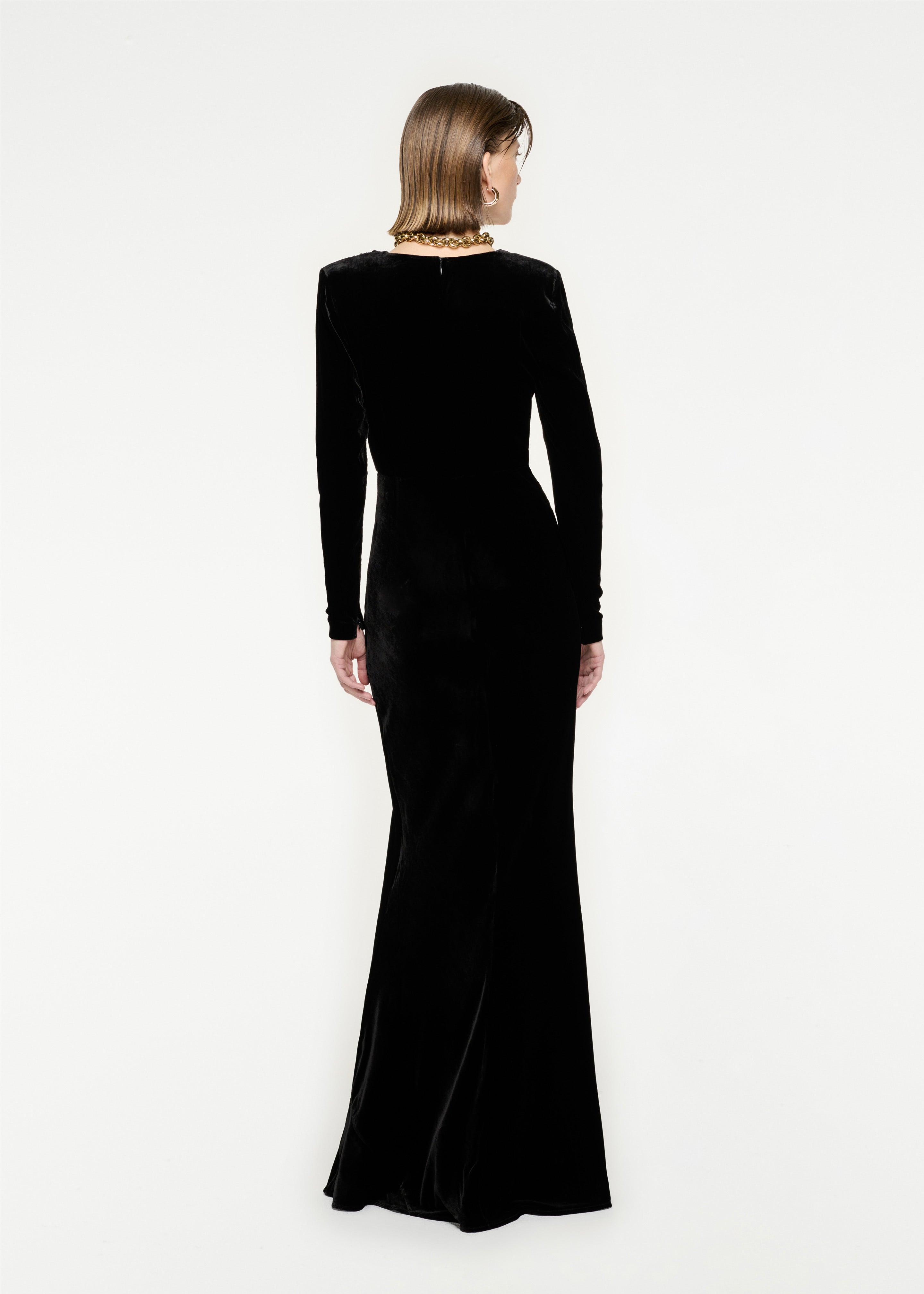 Long sleeve black hot sale velvet maxi dress