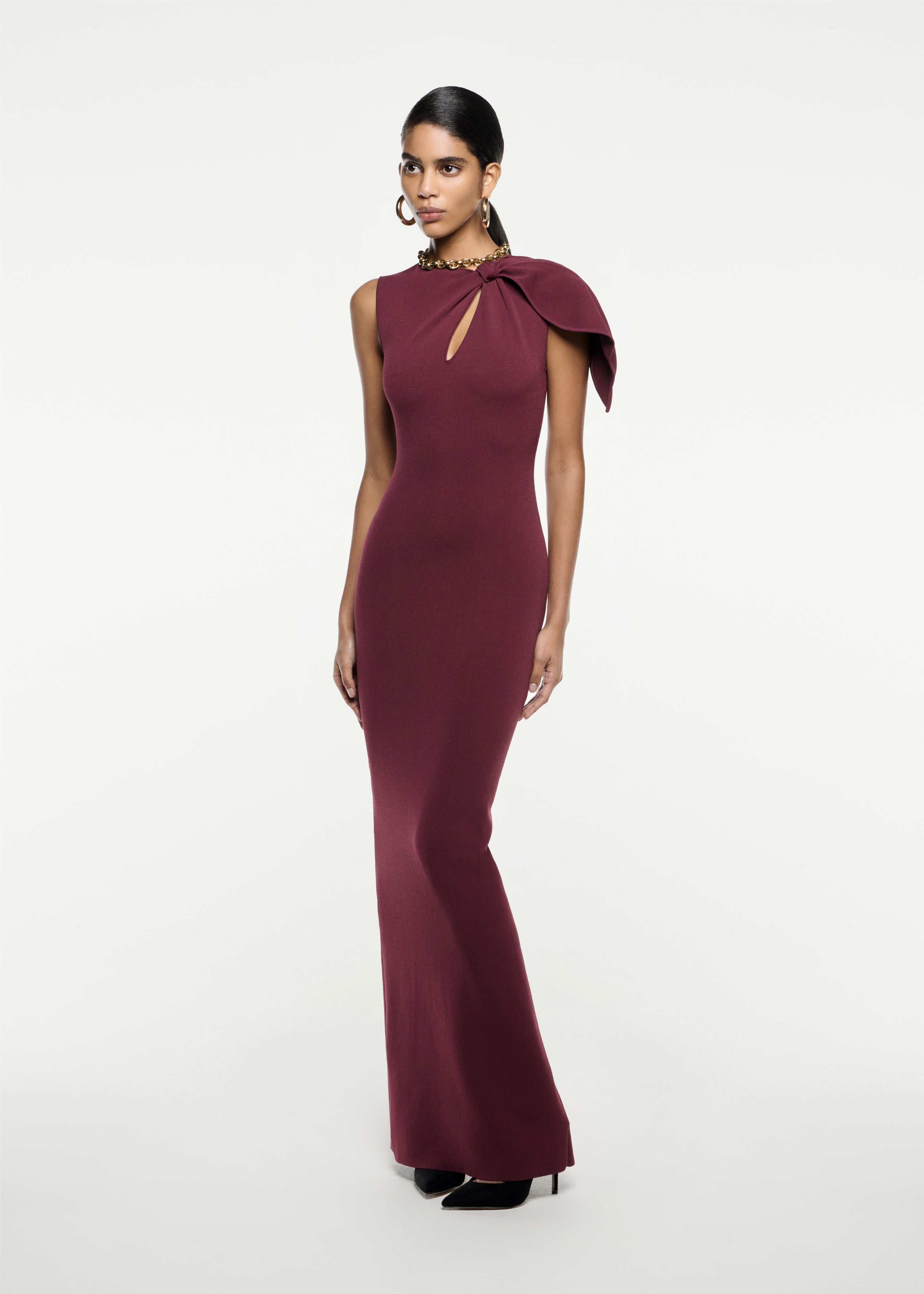 ROLAND MOURET - Pleated Jersey Maxi Dress