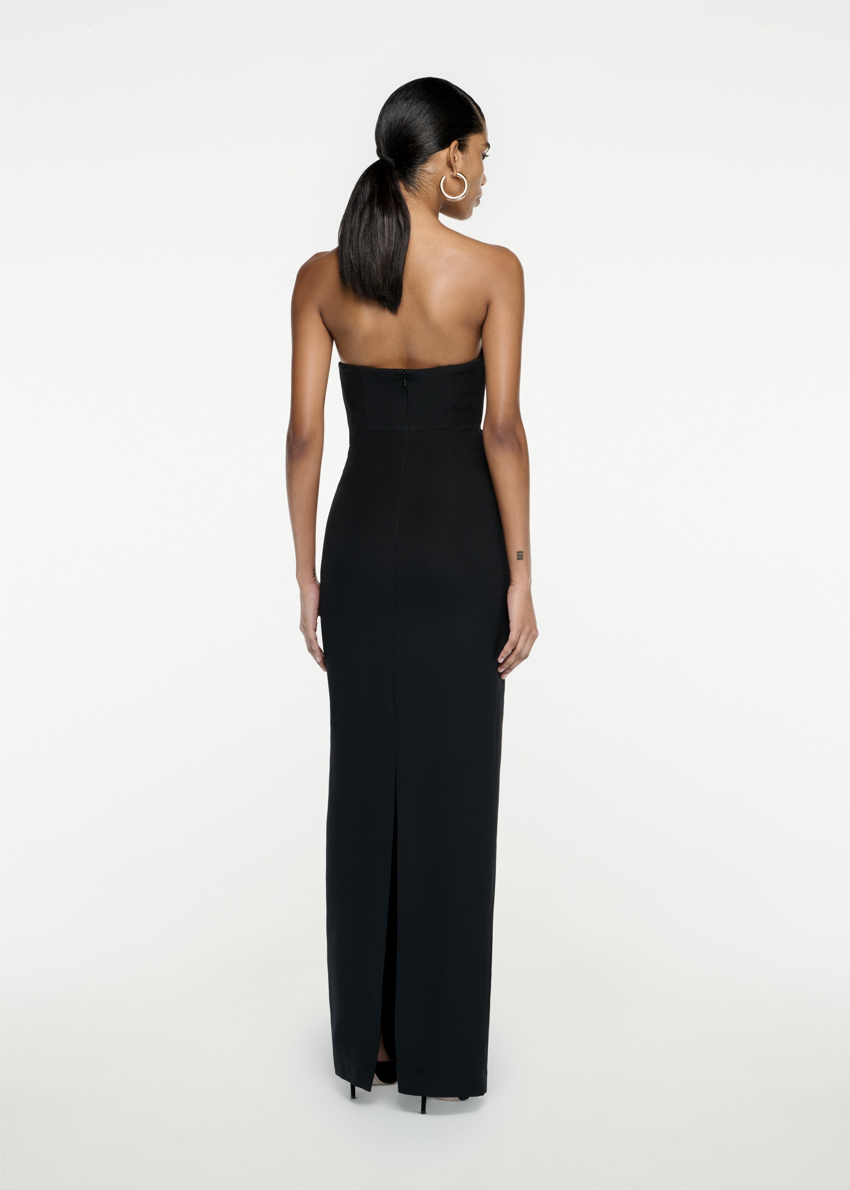 Strapless Silk Wool Diamante Maxi Dress in Black – Roland Mouret