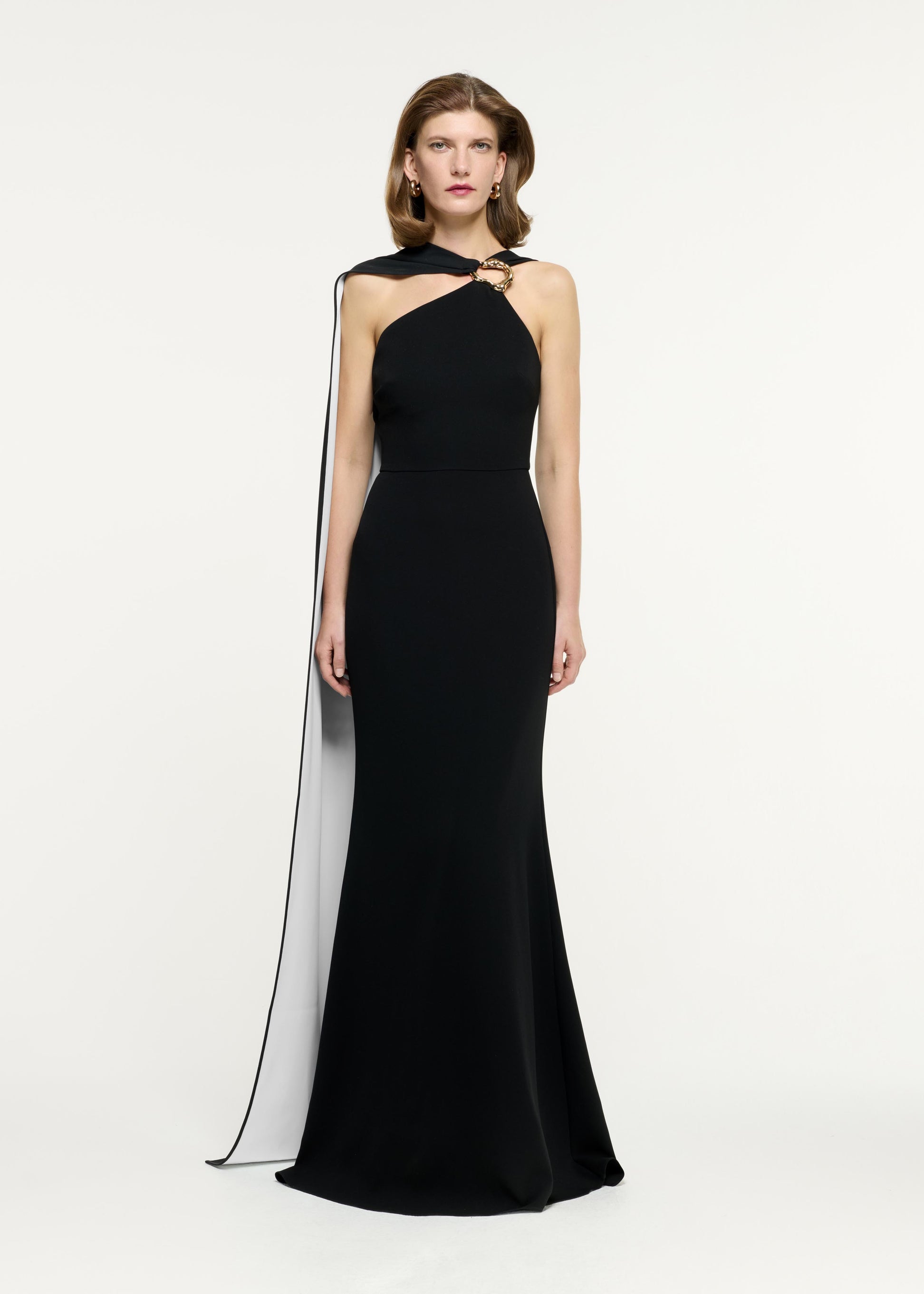 Asymmetric Embellished Light Cady Gown