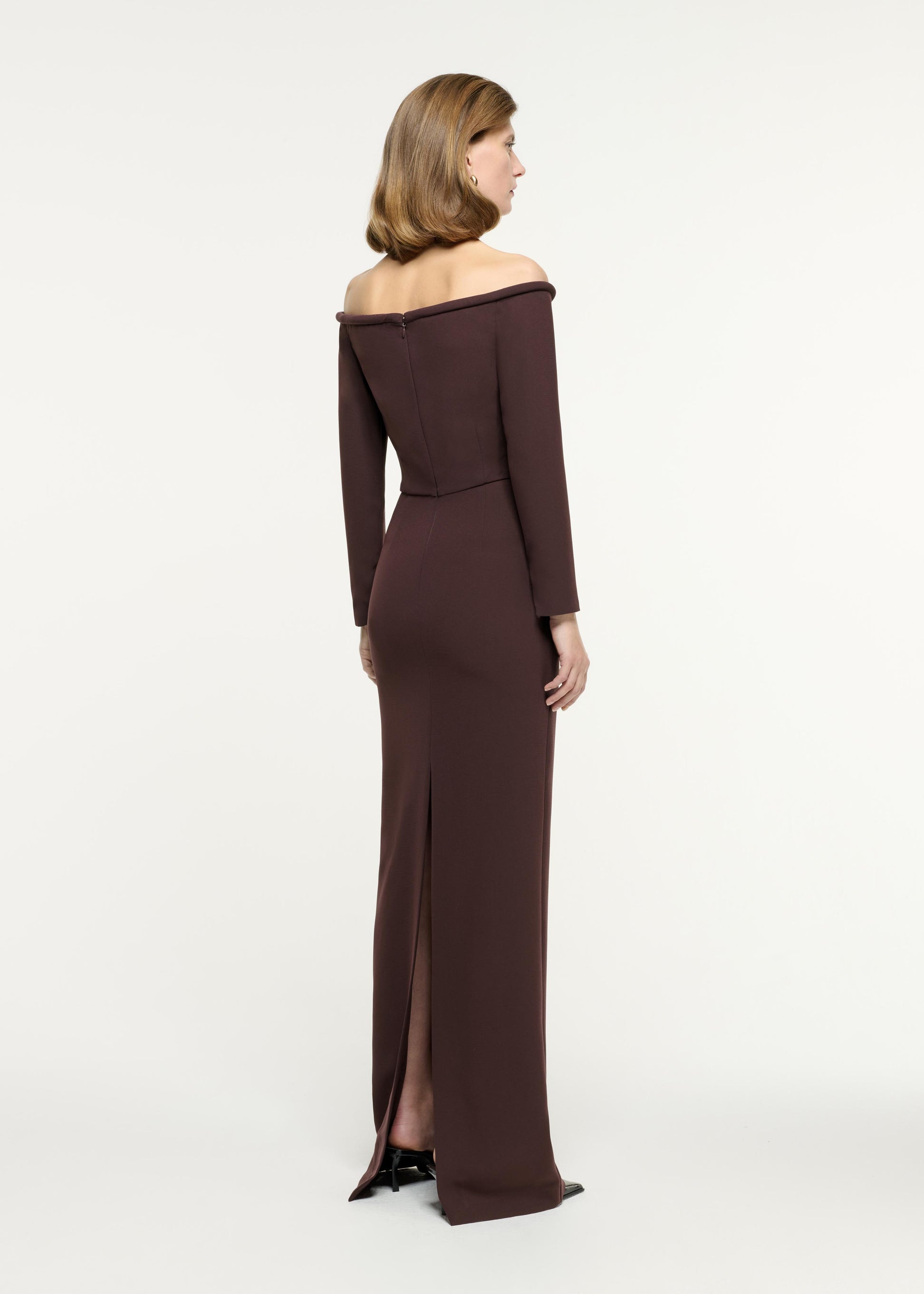 Long Sleeve Embellished Heavy Cady Gown