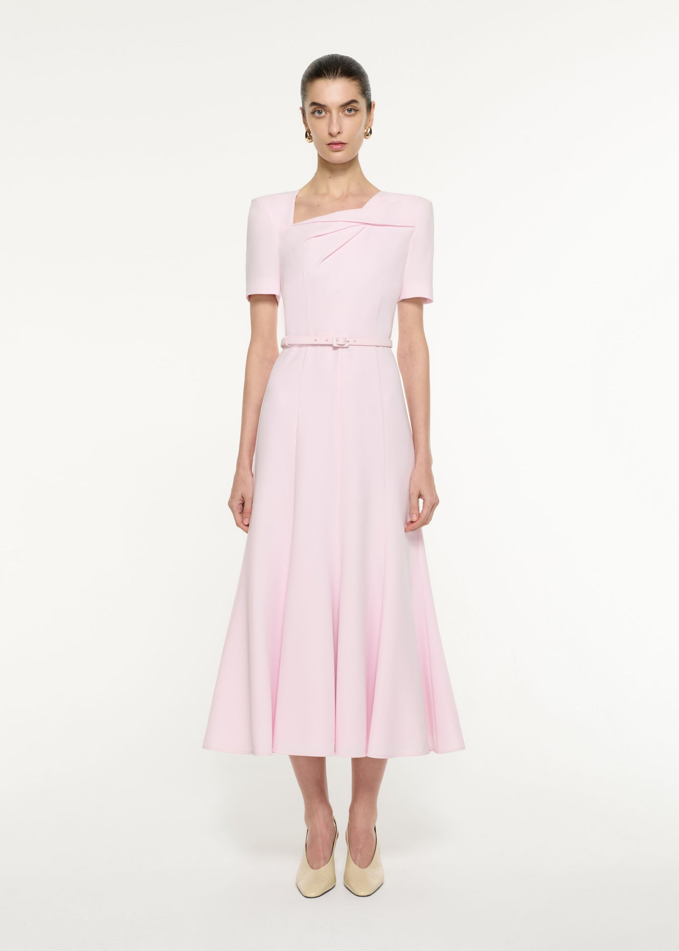 Tri-fold Drape Midi Dress