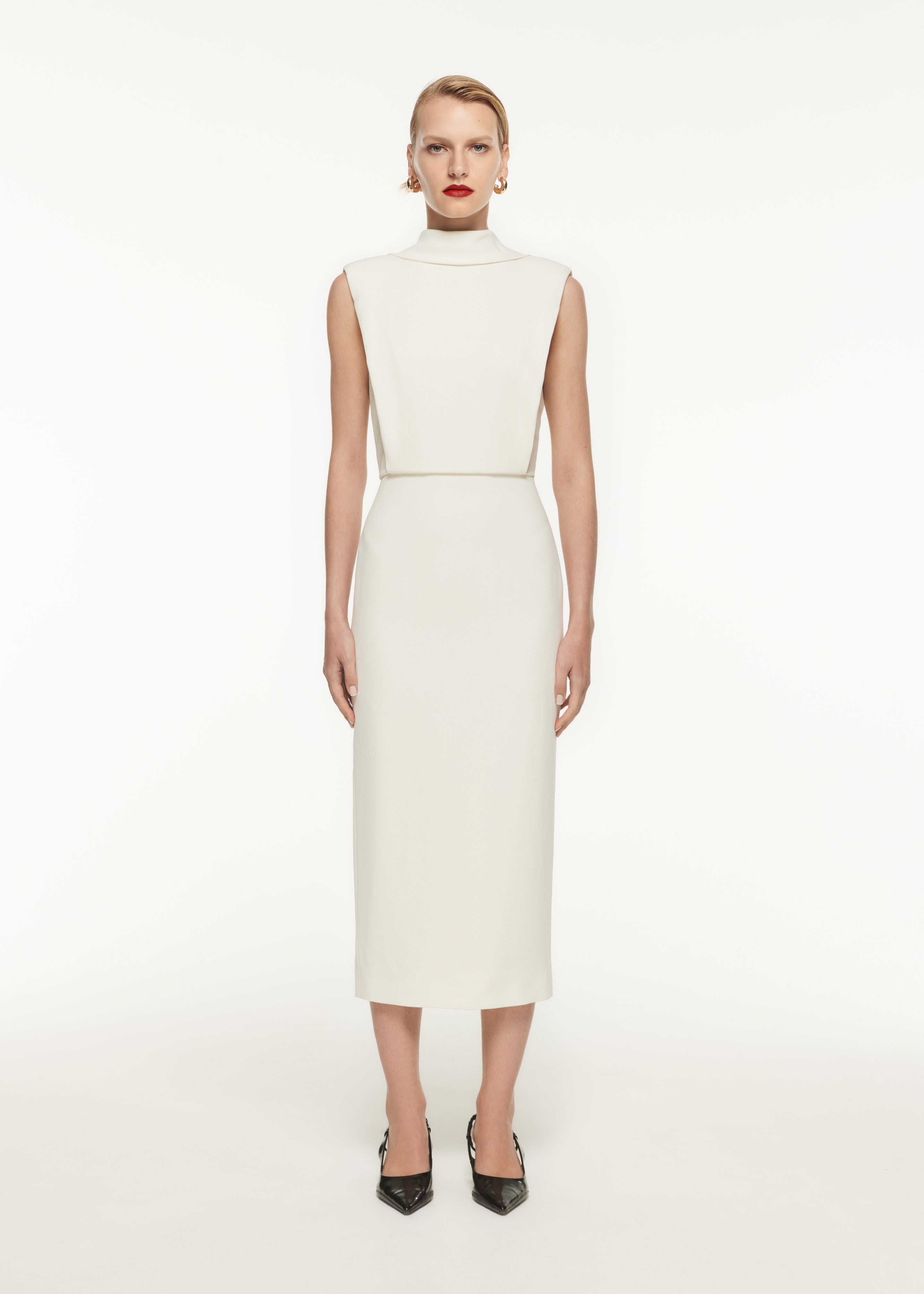 Stretch Cady Midi Dress in Cream – Roland Mouret