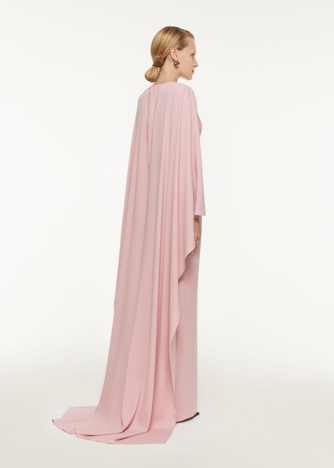 Long Sleeve Satin Crepe Maxi Dress in Pink – Roland Mouret