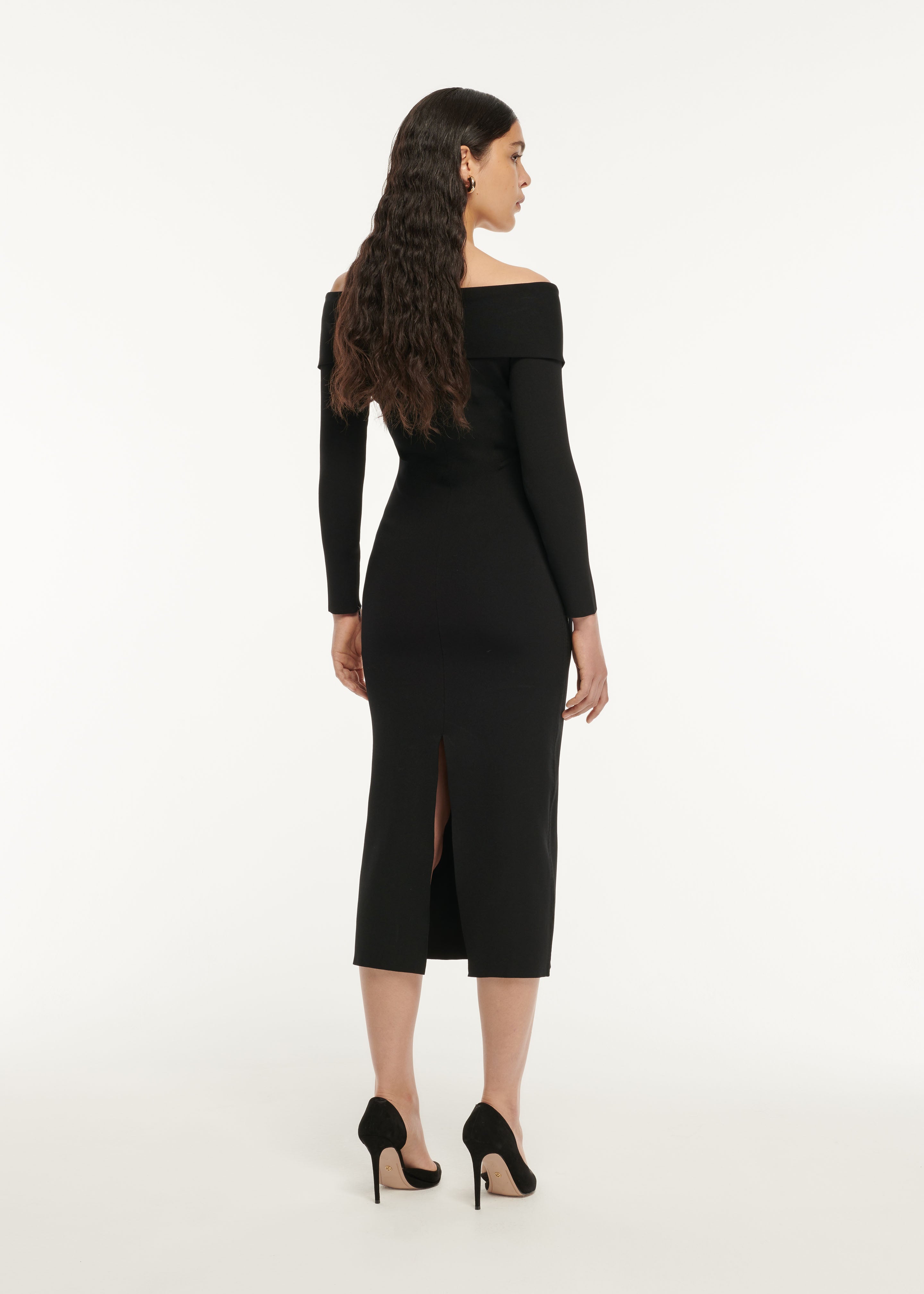 Long Sleeve Flat Knit Midi Dress