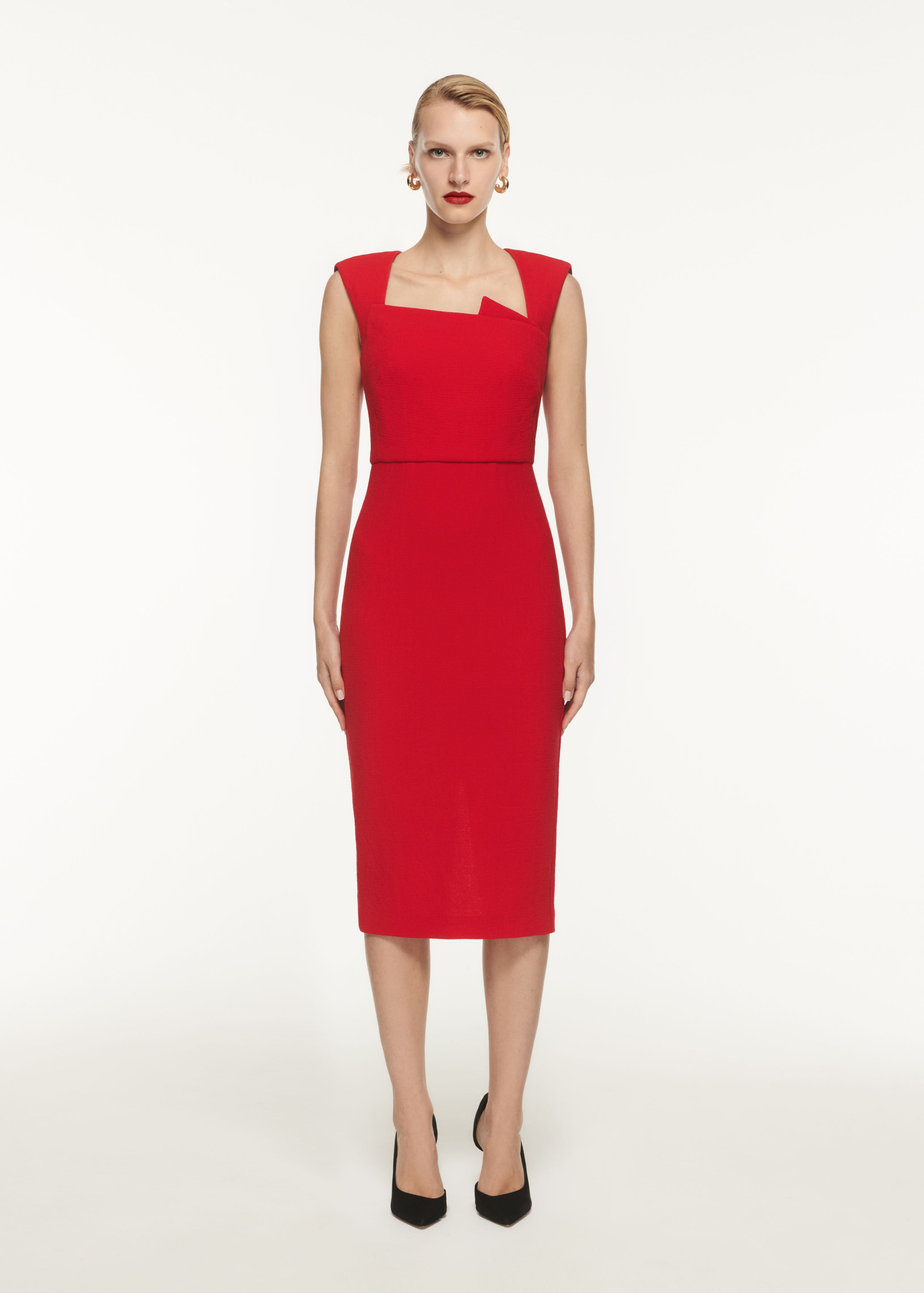 Roland Mouret ruched-detail midi dress - Red