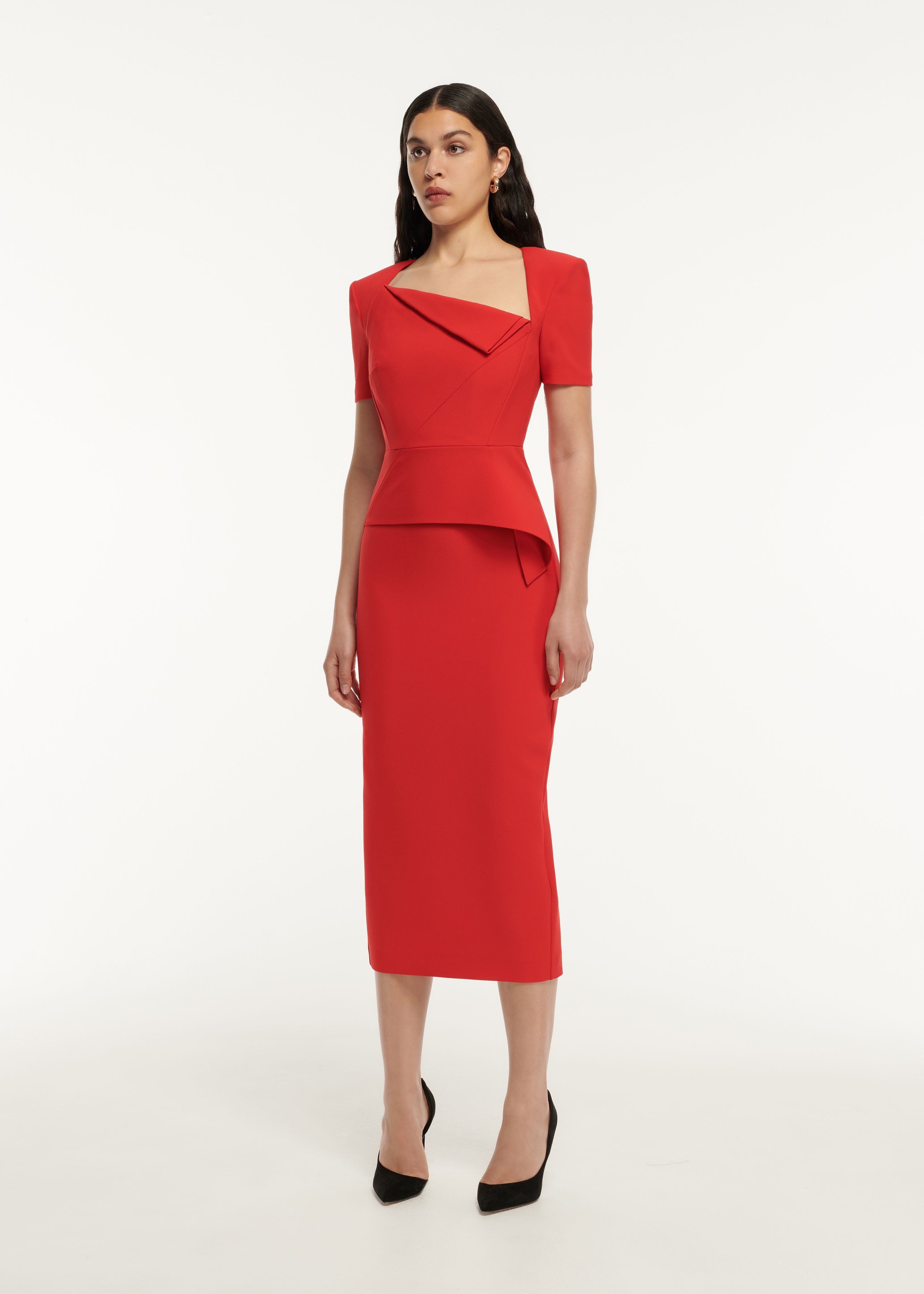 Peplum midi dress with sleeves deals