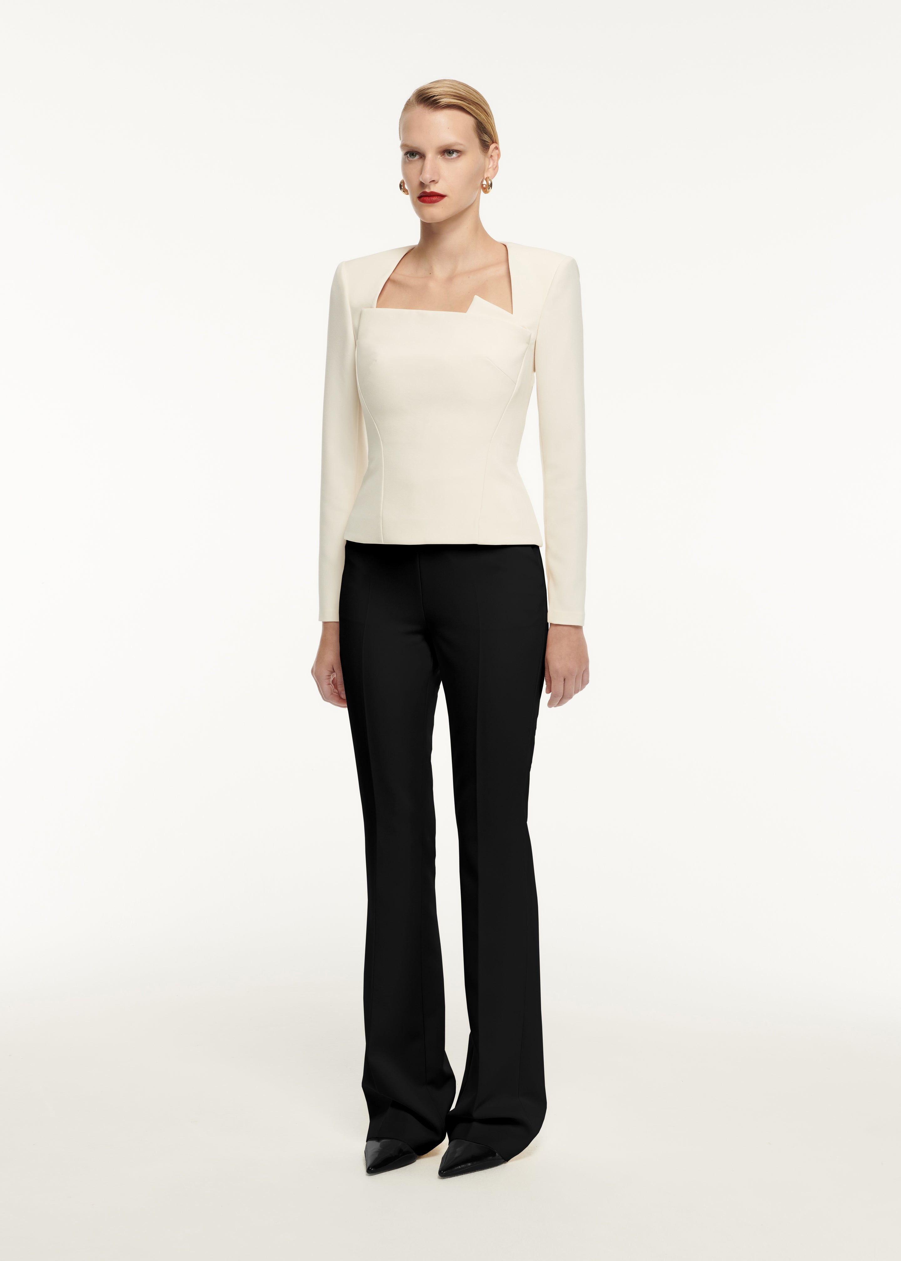 Black Pitme wool-blend crepe wide-leg suit trousers | Acne Studios |  MATCHES UK