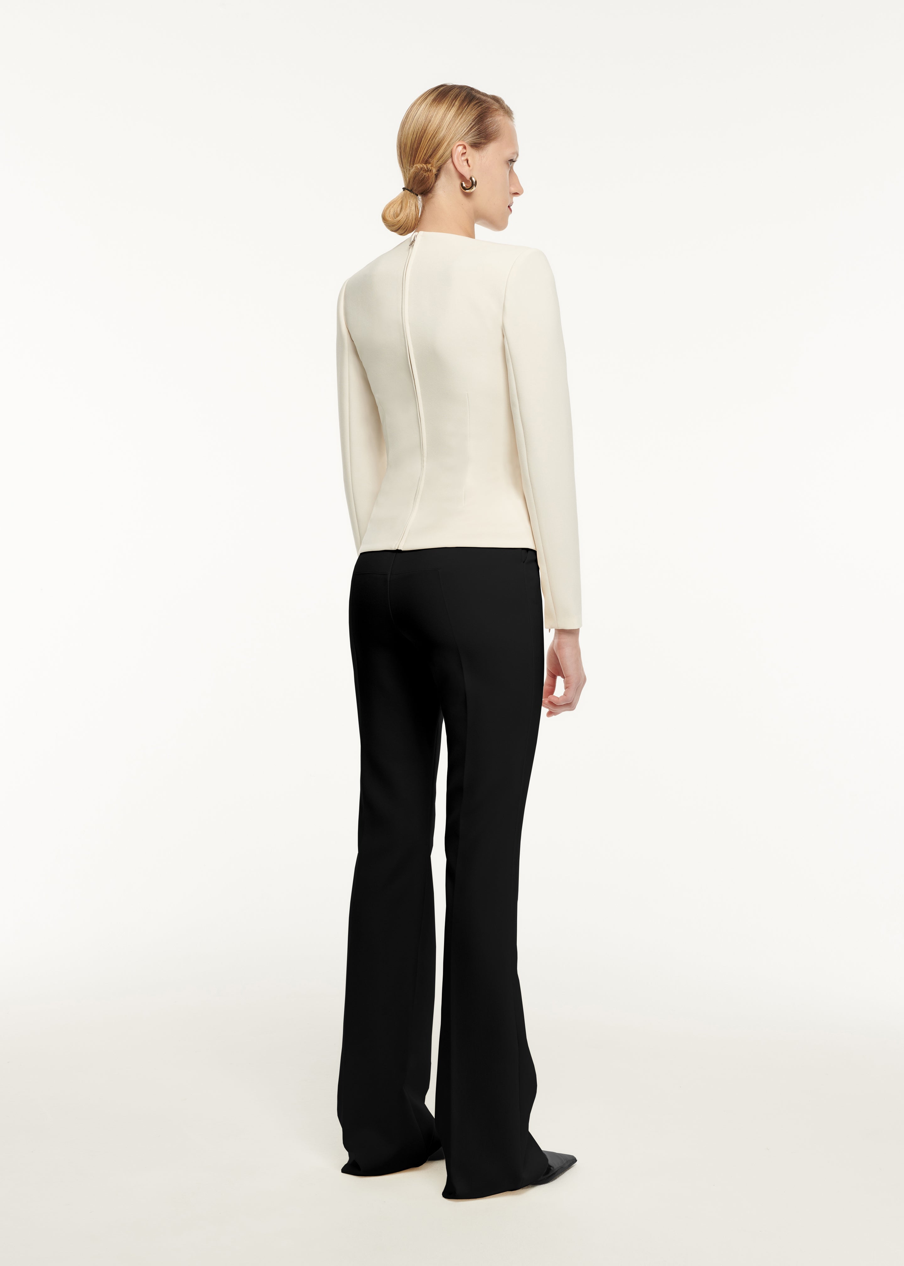 Buy Black Crepe Straight-Legged Pants Online - Label Ritu Kumar India Store  View