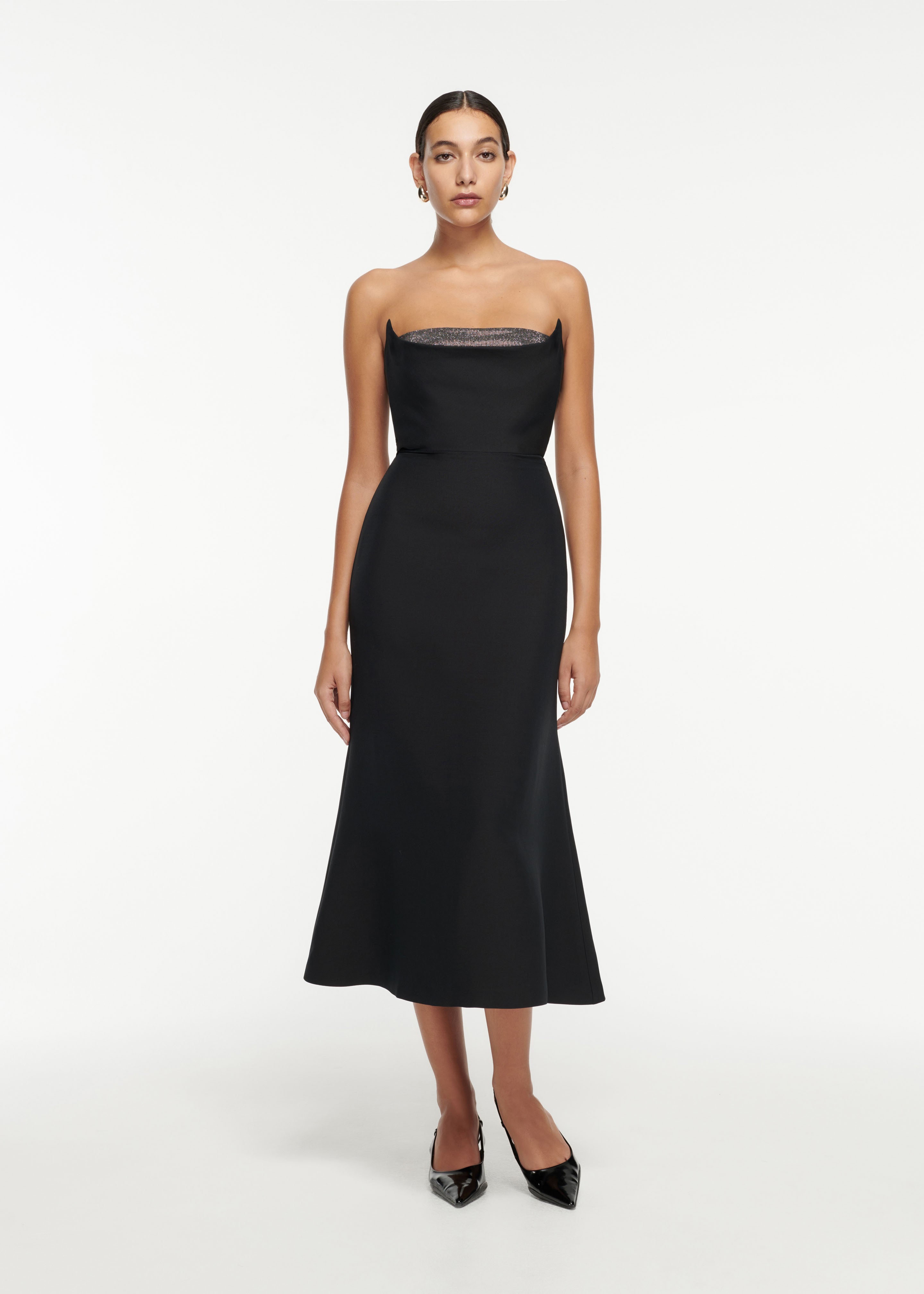 Strapless Embellished Wool Silk Midi Dress – Roland Mouret