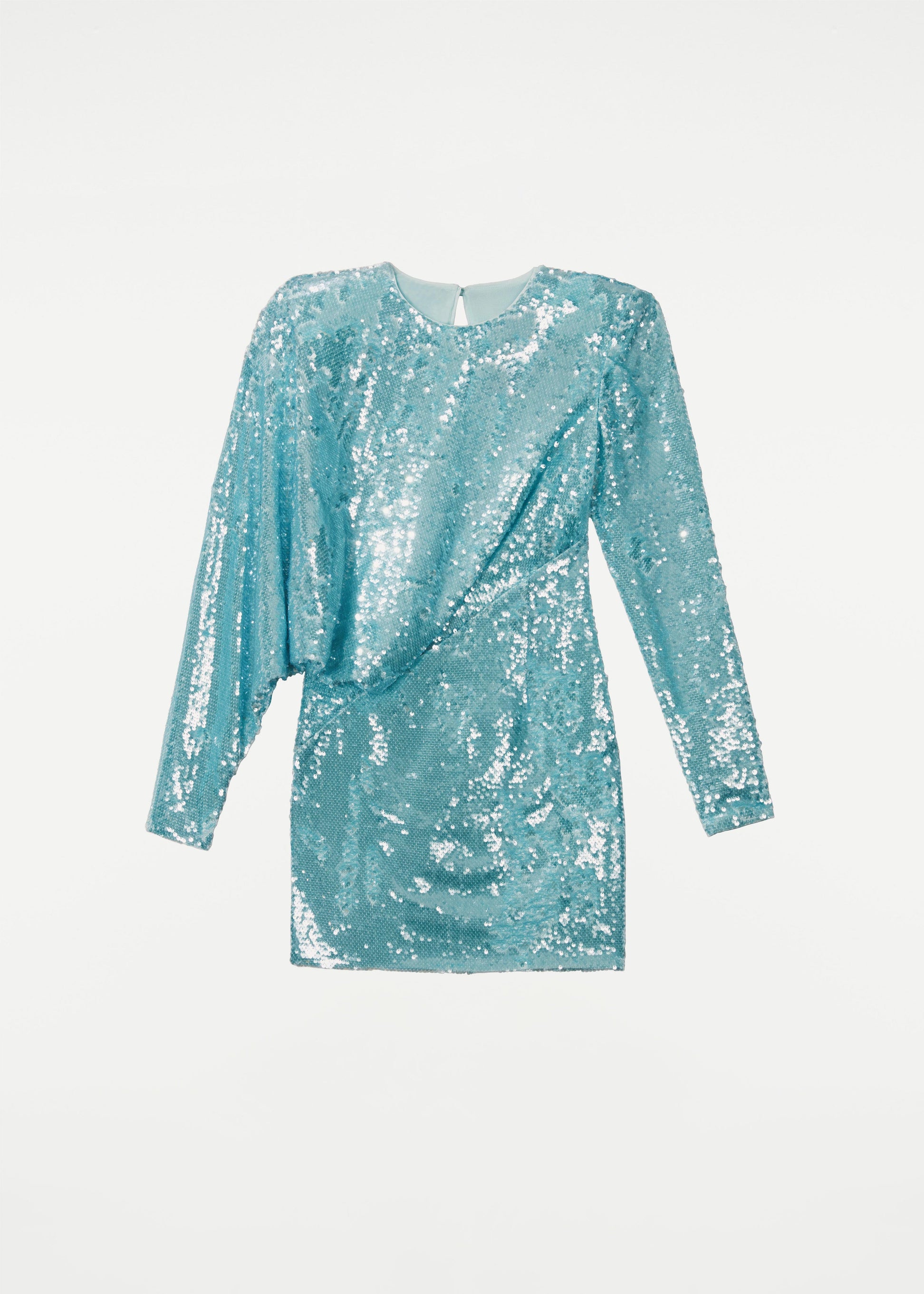 long sleeve sequin mini dress blue