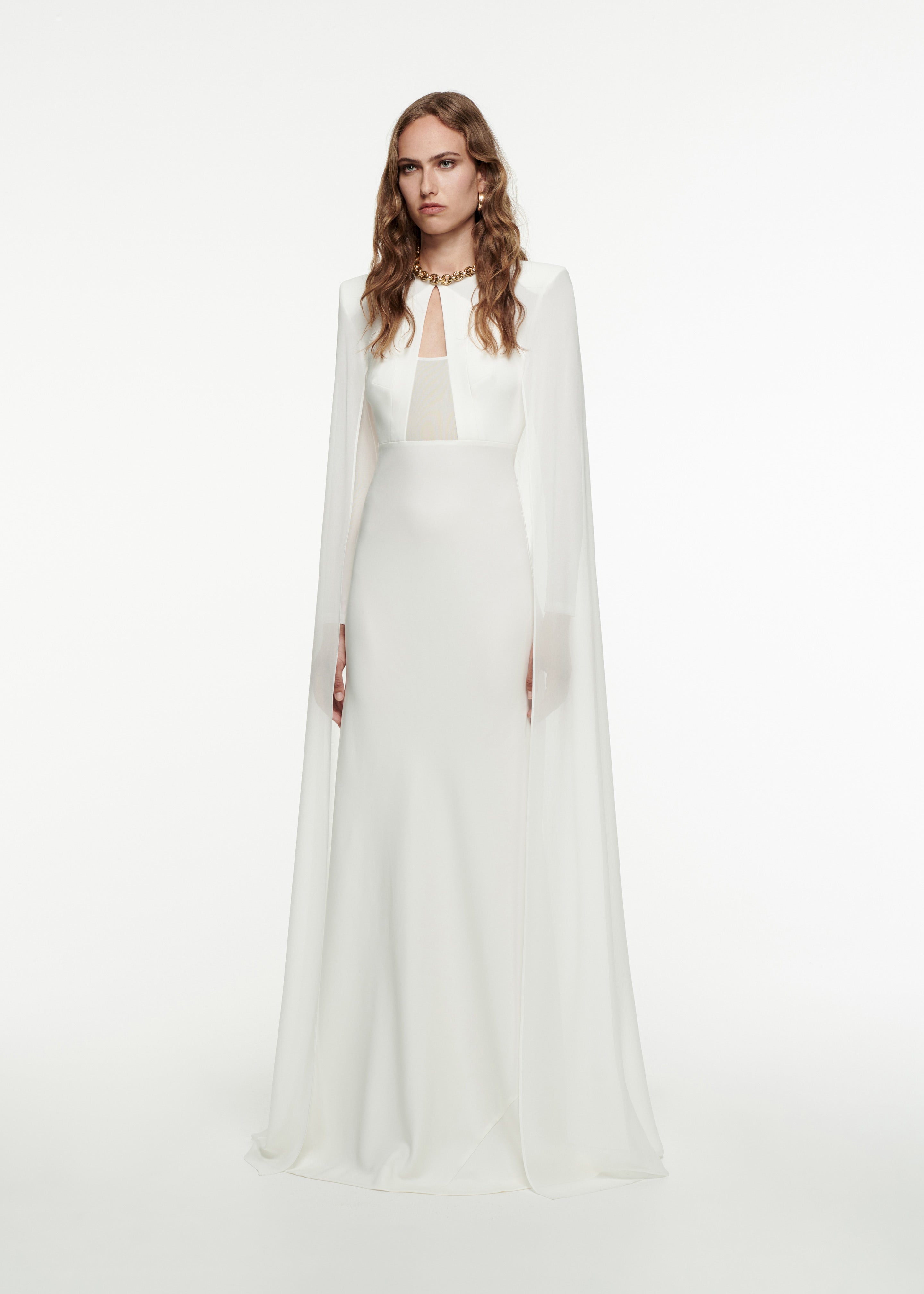 Long Sleeve Cape Gown