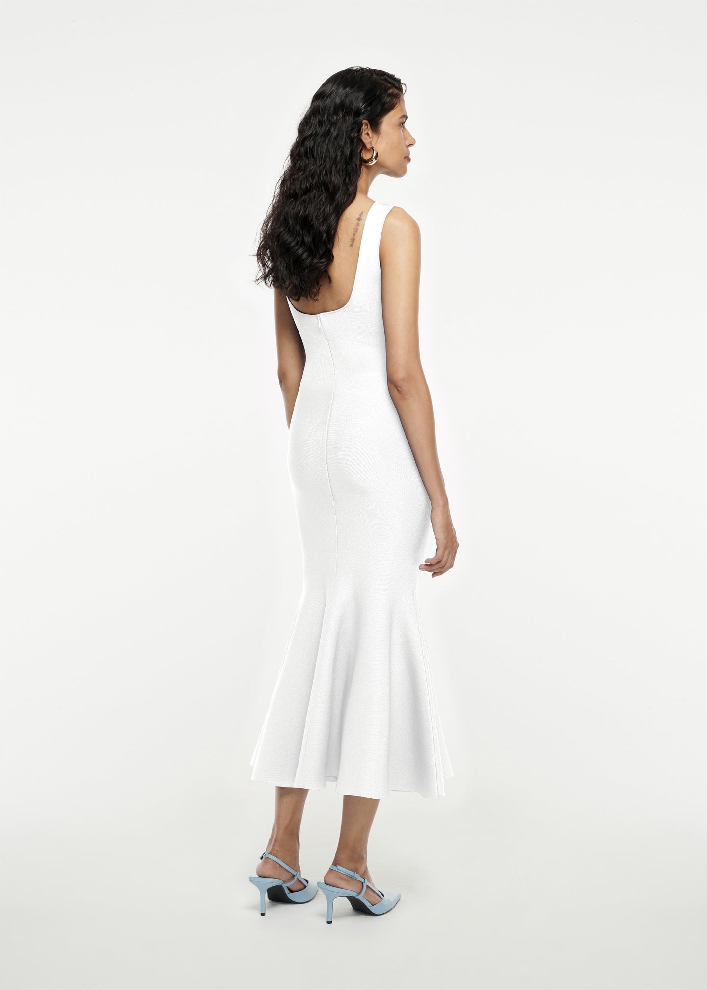 Knit Midi Dress in White