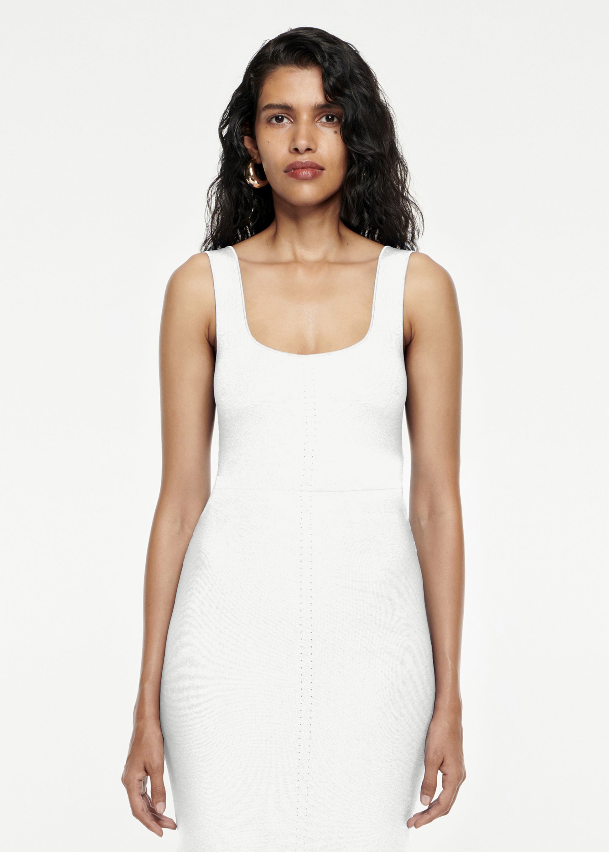 Knit Midi Dress in White